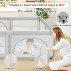 Parc Bebe Centre activites de Parc Enfants Parc Interieur Exterieur 2 Ouvertures de Porte Grille de Protection Stable Gris