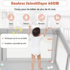 Parc Bebe Centre activites de Parc Enfants Parc Interieur Exterieur 2 Ouvertures de Porte Grille de Protection Stable Gris