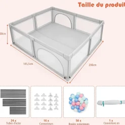Parc Bebe Centre activites de Parc Enfants Parc Interieur Exterieur 2 Ouvertures de Porte Grille de Protection Stable Gris