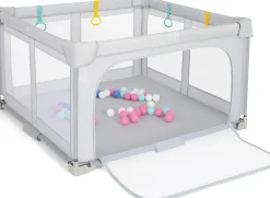 Parc Bebe Pliable 127x127cm, Parc Enfant Modulable avec 50 Balles Océaniques, 4 Poignées, Maille Respirante, Bleu