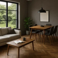 Parquet contrecollé Chêne naturel - Bâton rompu - Huilé - Fumé foncé - 610x122x15mm
