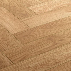 Parquet contrecollé clipsable Marigny bâtons rompus en chêne français verni blond