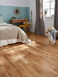 Parquet contrecollé clipsable Bishorn XXL en chêne verni aspect naturel