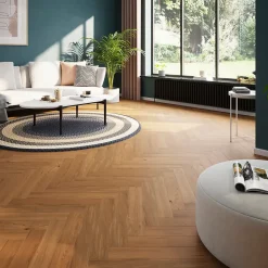Parquet contrecollé clipsable Visby bâtons rompus en chêne huilé blond