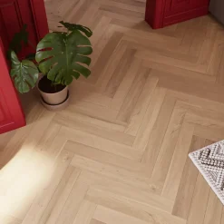 Parquet contrecollé clipsable Lulea bâtons rompus en chêne huilé coloris naturel