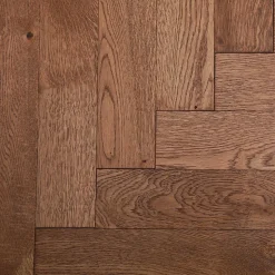 Parquet contrecollé clipsable Skara bâtons rompus en chêne huilé brun rustique