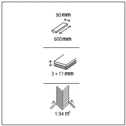 Parquet contrecollé clipsable Skara bâtons rompus en chêne huilé brun rustique