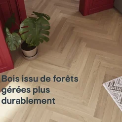 Parquet massif à coller Lulea bâtons rompus en chêne huilé naturel