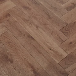 Parquet massif à coller Skara bâtons rompus en chêne verni brun