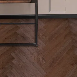 Parquet massif à coller Skara bâtons rompus en chêne verni brun
