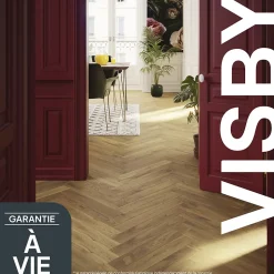 Parquet massif à coller Visby bâtons rompus en chêne huilé blond