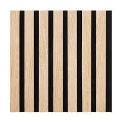 Plaque murale tasseaux 30 x 30 x 1,9 cm - Lattes chêne clair véritable fond noir 0,09m²