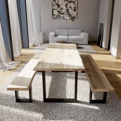 Plateau de table pleines lames Chêne Rustique bord naturel flacheux L.200 X l.80 cm, Ep.40 mm