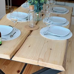 Plateau de table Sapin massif bords naturels flacheux L.200 x l.30-38 cm, Ep.28 mm
