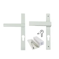 Poignée alu blanc et clés pour porte fenêtre avec volet roulant pvc blanc