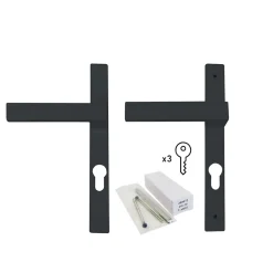 Poignée alu carré cylindre gris pour porte fenêtre pvc gris