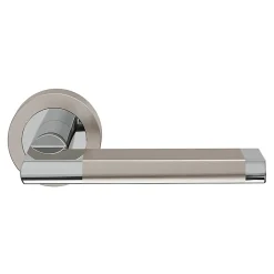 Poignée de porte droit à visser effet chrome satin gris Ø52mm GoodHome, Jaslo