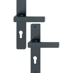 Poignée de porte sur plaque longue - Toulon - Hoppe - Noir mat - Clè I
