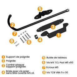 Poignée et Arrêt, Bloc Boy, Noir, Aluminium, pour Volet Battant, Farbication Française Torbel