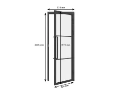 Porte complète Intérieure en verre avec cadre Schulte - Serrure- 71x197 - Noir - Transparent - 3 Vitrages - droit