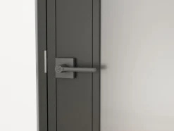 Porte complète Intérieure en verre avec cadre Schulte - Serrure- 71x197 - Noir - Transparent - 3 Vitrages - droit
