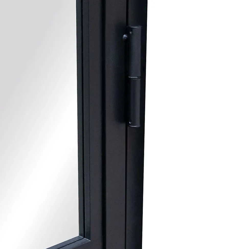 Porte complète Intérieure en verre avec cadre Schulte - Serrure- 71x197 - Noir - Transparent - 3 Vitrages - droit