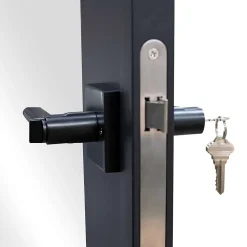 Porte complète Intérieure en verre avec cadre Schulte - Serrure- 71x197 - Noir - Transparent - 3 Vitrages - droit