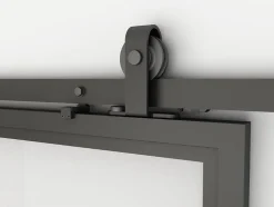 Porte coulissante complète verre Schulte - 102x220 - Porte vitrée - Décor industriel Loftstyle - Satinée - Noir