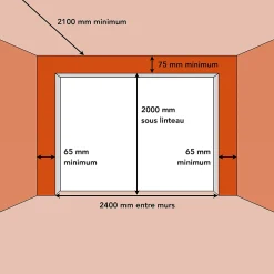 Porte de garage basculante blanc avec portillon droit l.240 x H.200 cm x Ep.20 mm