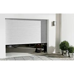 Porte de garage enroulable motorisée en aluminium Protecta Agathe blanche - L.240 x h.200 cm (pré-montée)