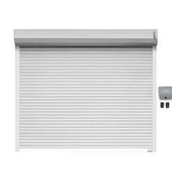 Porte de garage motorisée enroulable aluminium Ambre Blanc H.200 x L.300 cm Protecta