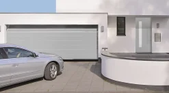 Porte de garage sectionnelle acier Hormann blanc aluminium RAL 9006 - l.237,5 x h.200 cm - motorisée