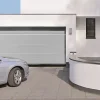 Porte de garage sectionnelle acier EcoStar blanc aluminium RAL 9006 - l.237,5 x h.200 cm - motorisée