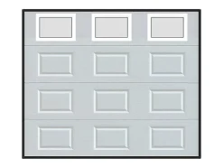 Porte de garage sectionnelle à cassette blanc avec fenêtres motorisée L254 x H218 cm - CAOPAS