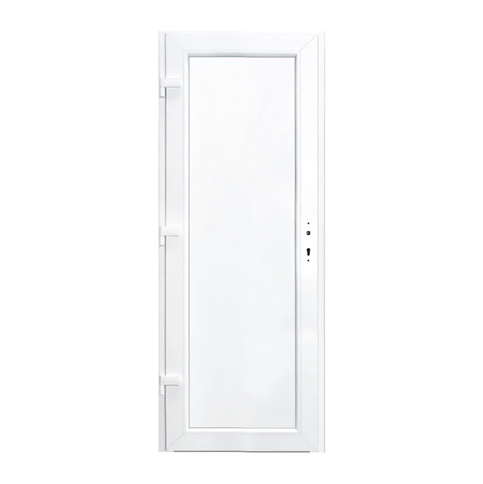 Porte de service pvc pleine gris anthracite ext. et blanc int. 80 x h.205 cm poussant droit