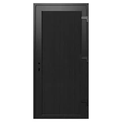 Porte de service pvc pleine gris anthracite ext. et blanc int. 80 x h.205 cm poussant gauche