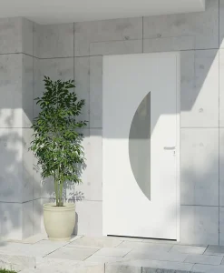 Porte d'entrée alu blanc Demi Lune H.215 x l.90 cm poussant gauche
