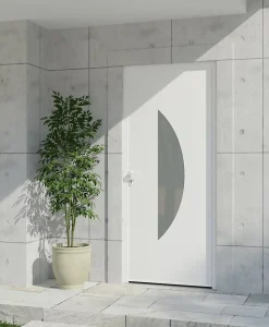 Porte d'entrée alu blanc Demi Lune H.215 x l.90 cm poussant droit