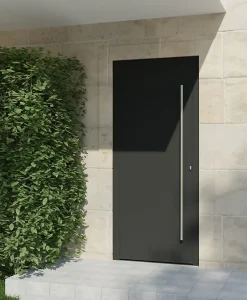 Porte d'entrée alu gris Kapas H.215 x l.90 cm poussant gauche