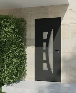 Porte d'entrée alu gris Rylie H.215 x l.90 cm poussant gauche