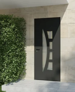 Porte d'entrée alu gris Rylie H.215 x l.90 cm poussant droit