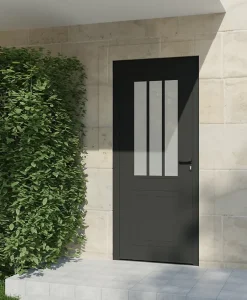 Porte d'entrée alu gris Sestri H.215 x l.90 cm poussant gauche