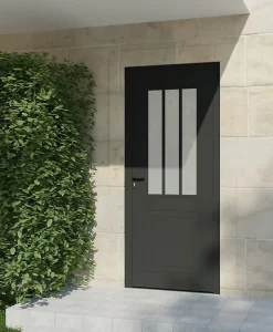Porte d'entrée alu gris Sestri H.215 x l.90 cm poussant droit