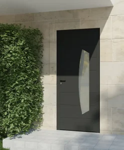 Porte d'entrée alu gris Tegan H.215 x l.90 cm poussant droit