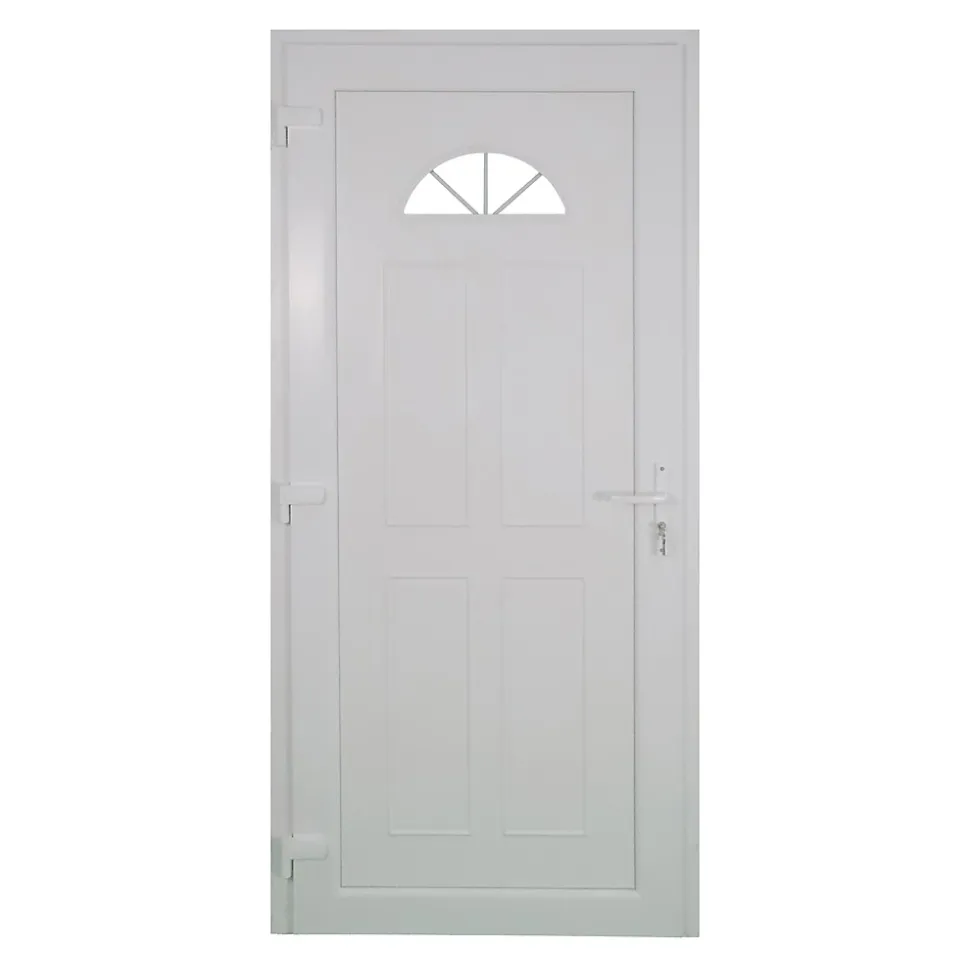 Porte d'entrée FORTIA pvc blanc RAL 9003 Lorne 97 x h.219 cm poussant droit