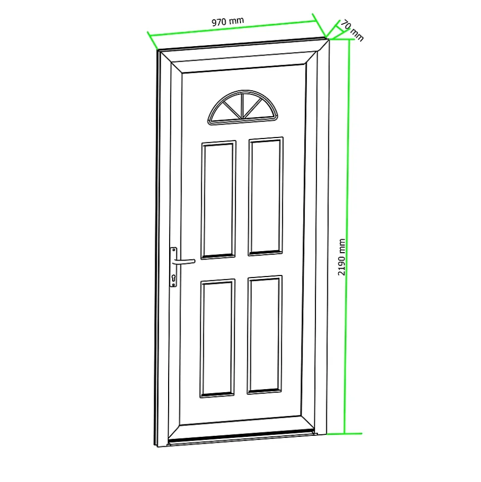 Porte d'entrée FORTIA pvc blanc RAL 9003 Lorne 97 x h.219 cm poussant droit