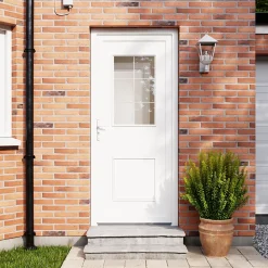 Porte d'entrée FORTIA pvc blanc RAL 9003 Mindil 97 x h.219 cm poussant droit