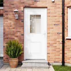 Porte d'entrée FORTIA pvc blanc RAL 9003 Mindil 97 x h.219 cm poussant gauche