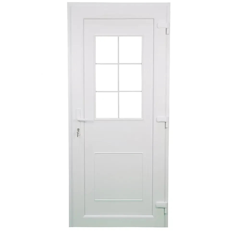 Porte d'entrée FORTIA pvc blanc RAL 9003 Mindil 97 x h.219 cm poussant gauche