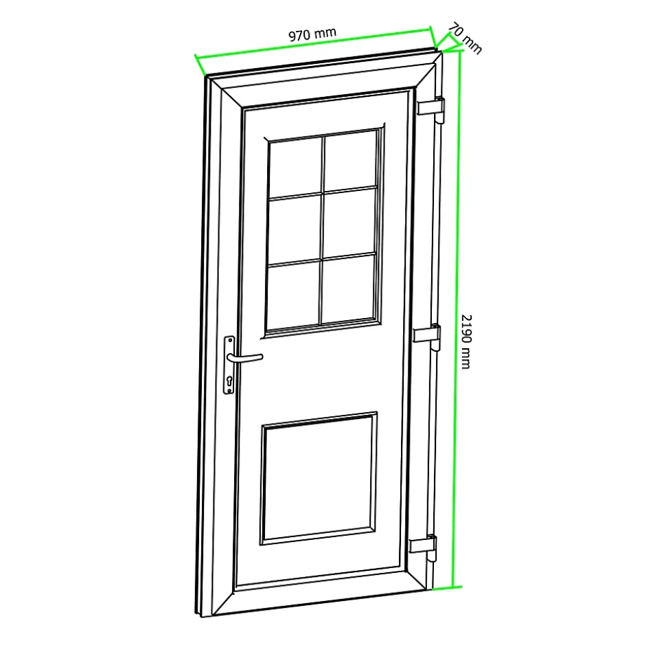 Porte d'entrée FORTIA pvc blanc RAL 9003 Mindil 97 x h.219 cm poussant gauche
